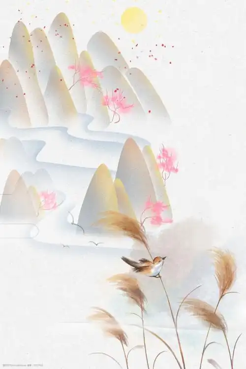 典雅手绘渐变古风海报背景