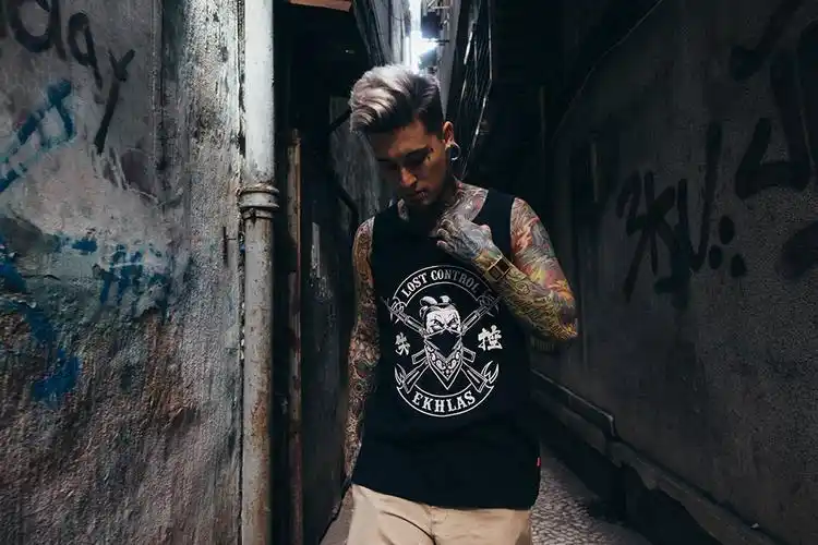 双头燕ekhlas 西海岸原创潮流个性美式失控东亚暴徒匪帮背心