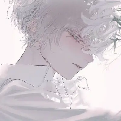 【动漫男头】银发少年 侧身 白衬衫 高贵 冷艳 百合花 一瞥