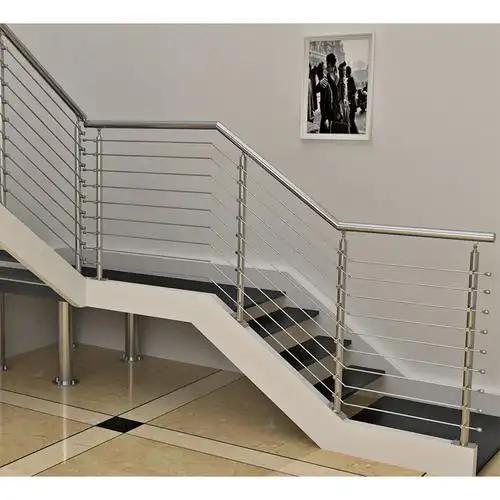 公寓楼梯不锈钢栏杆 304圆管扶手立柱不锈钢拉丝楼梯阳台栏杆厂家