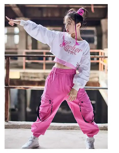 霜魄爵士舞服装女儿童街舞表演服女孩子嘻哈服啦啦操演出服现代舞衣服