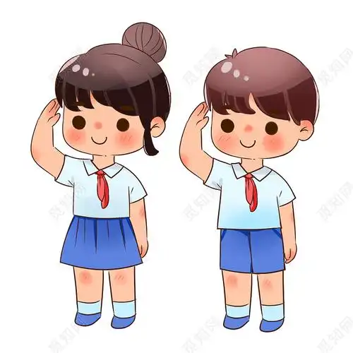 少先队员敬礼卡通人物红领巾学生敬礼png素材