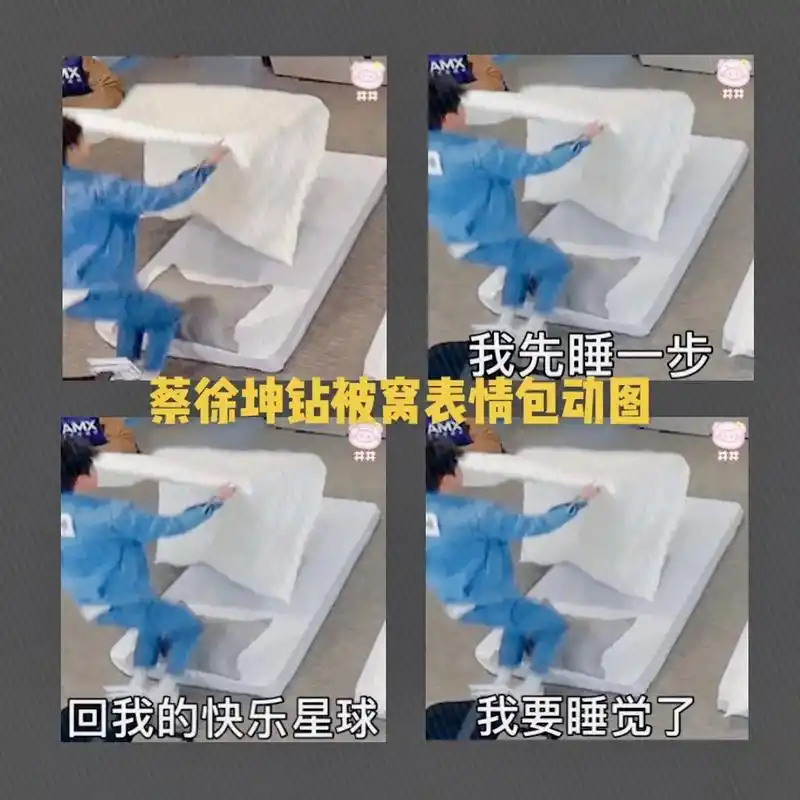 蔡徐坤钻被窝表情包gif 一秒入睡蔡徐坤表情包#蔡徐坤钻被窝 - 抖音