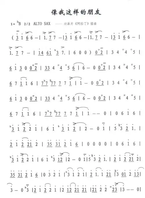 主题:象我这样的朋友 歌手:萨克斯曲 分类:流行 格式:简谱