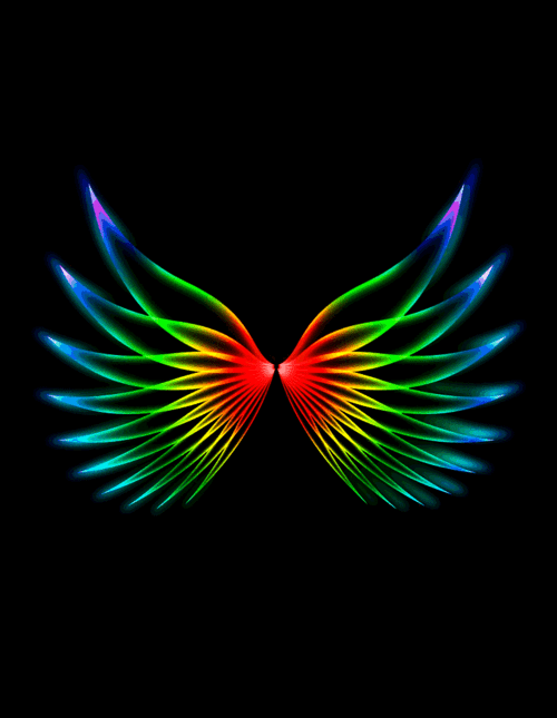 翅膀七彩图片