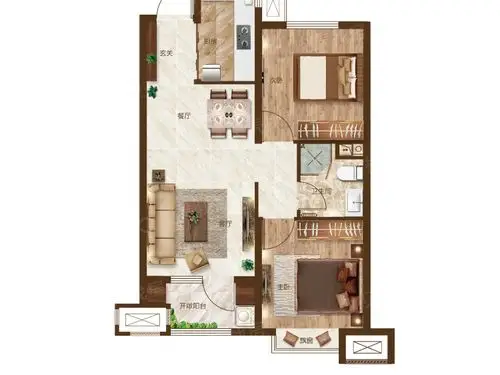 天泰学府壹号2室2厅1卫户型图