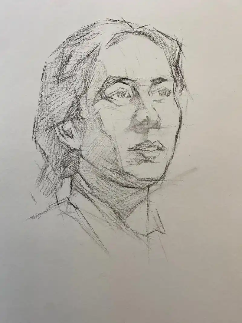 靳尚宜素描头像临摹步骤.#美术生 #画画 #素描 #集训 # - 抖音