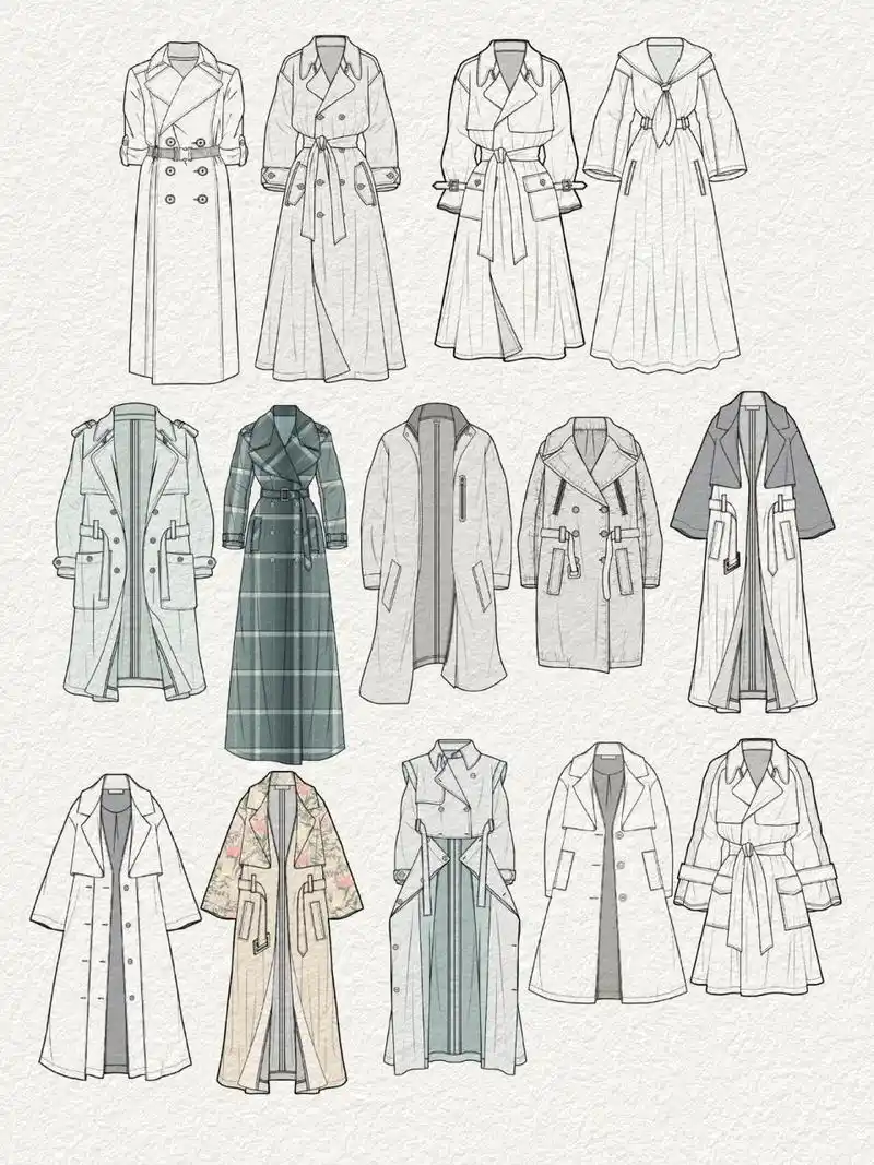 服装设计 | 34款风衣款式图分享(上篇)