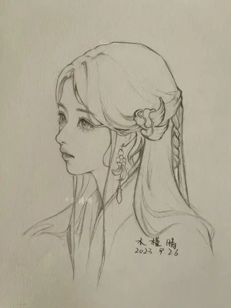 手绘头像线稿·上官浅·云之羽·卢昱晓.#手绘 #画画 #古风 - 抖音