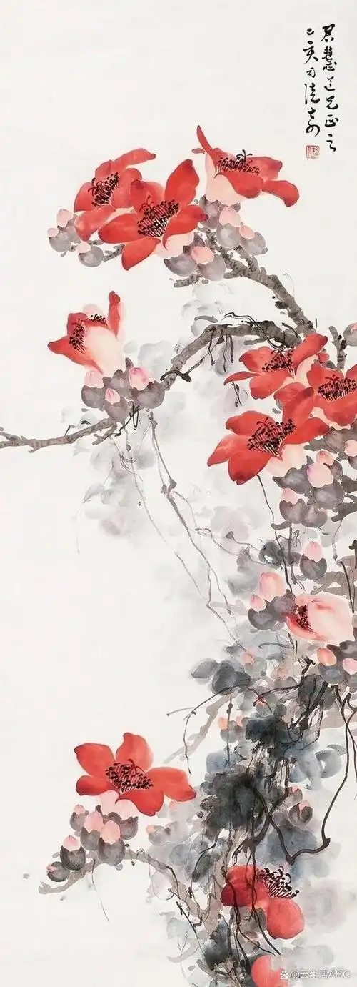 司徒奇画木棉花,淋漓仓秀,独树一帜