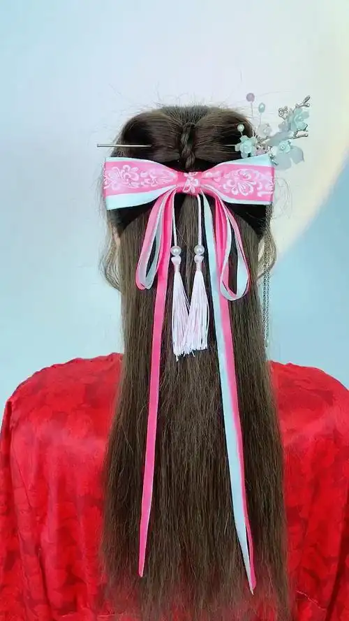 简易古风发型女儿穿汉服这样扎太美了