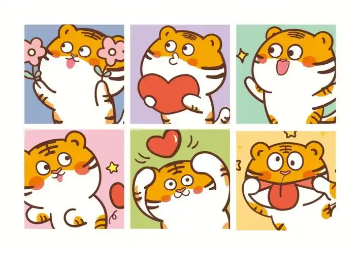 老虎壁纸表情包卡通图案胖虎2022虎宝宝红包