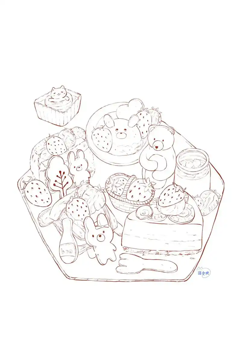 一些甜甜的速写.#画画 #速写 #线稿 #可爱#甜品 - 抖音