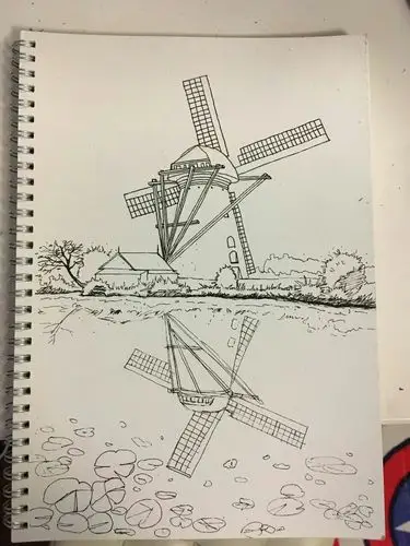 湖边的风车(线描)