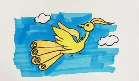 儿童简笔画,凤凰简笔画,简笔画动物,简笔画教程,简笔画图片