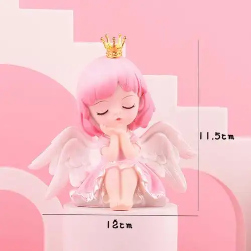 少女女孩生日蛋糕装饰粉色天使翅膀蜜雪儿小公主摆件节日装扮用品