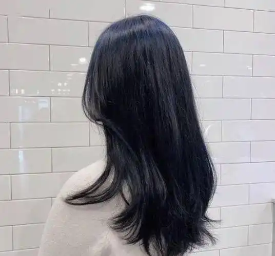 不漂的蓝黑色什么效果时尚显白蓝黑色头发图片