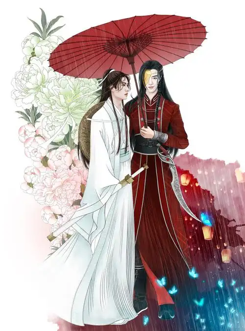 墨香铜臭《天官赐福》同人画,王一博/谢怜,肖战/花城