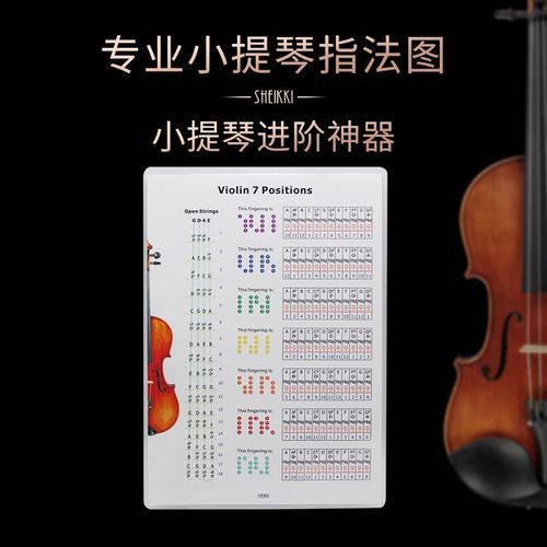 专业小提琴指法图解 把位音位练习表 指板音名图自学习工具配件