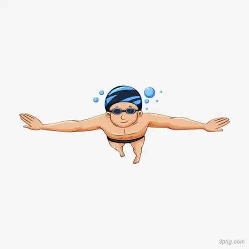手绘卡通游泳男孩
