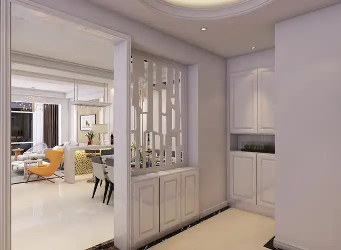 简欧风格进门玄关隔断鞋柜设计效果图