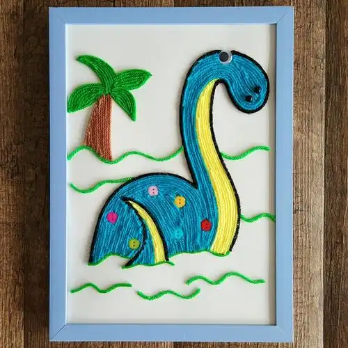 幼儿园手工课材料包毛线扣子粘贴画创意新奇diy玩具贴画毛线恐龙