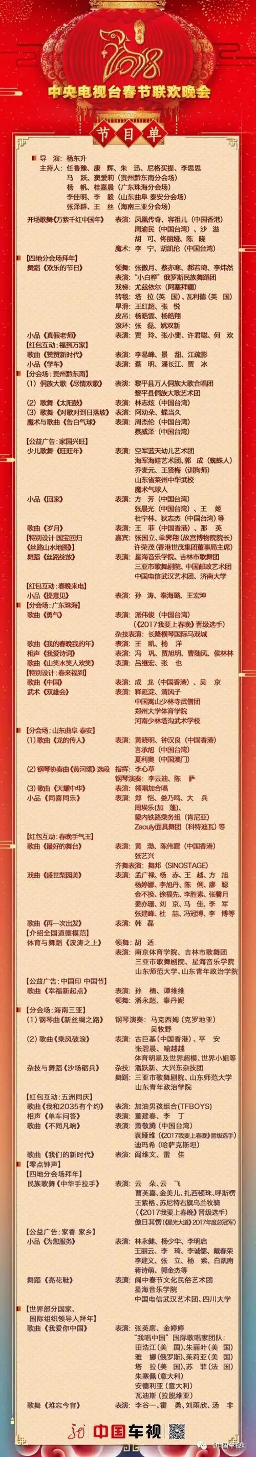 【春晚】除夕重头戏,2018央视春晚节目单正式公布