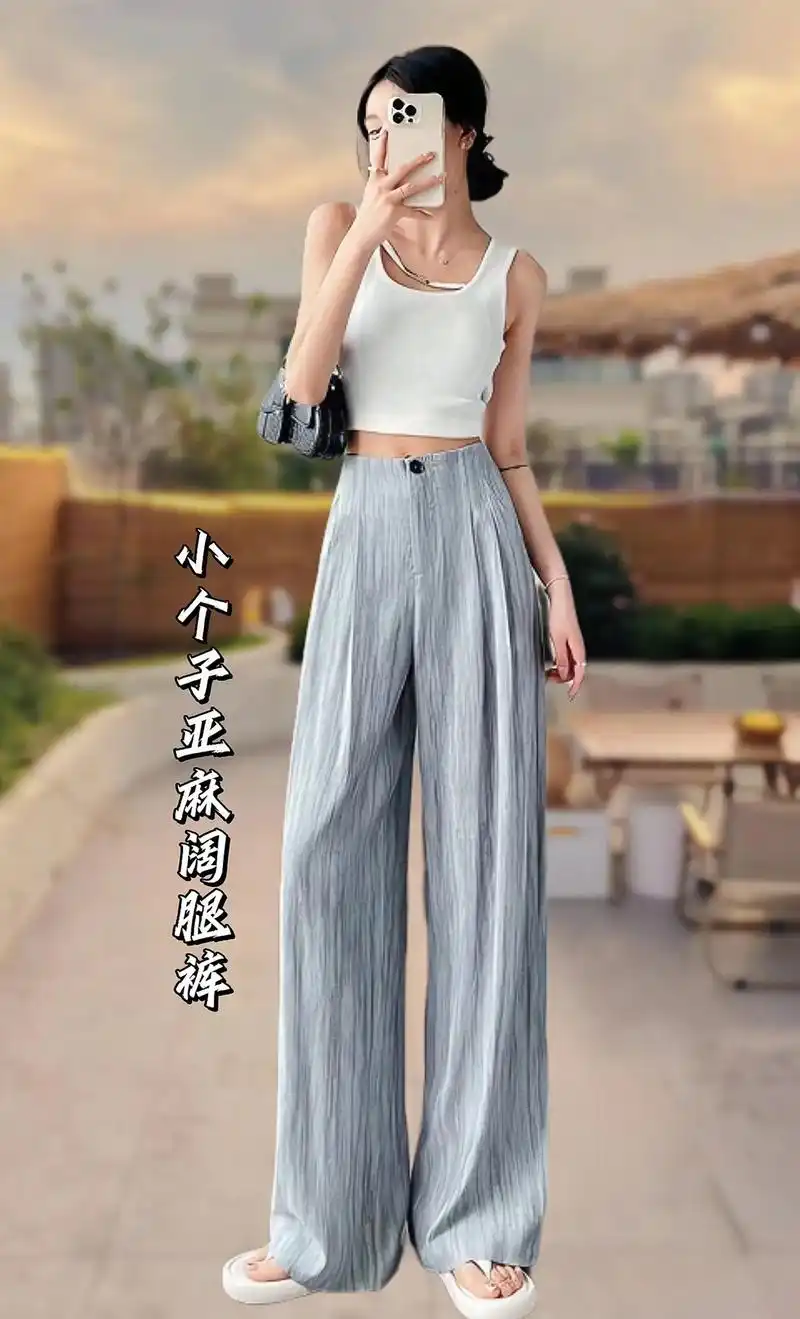 夏季扎染亚麻阔腿裤复古风搭配,简直让我爱不释手!天丝亚麻轻盈透气