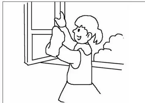 儿童侧身擦玻璃简笔画(小女孩擦玻璃的简笔画) -【爱个性】