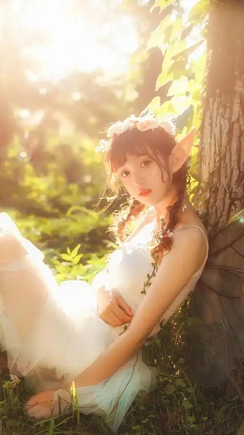 森林中精灵仙女唯美梦幻写真手机壁纸