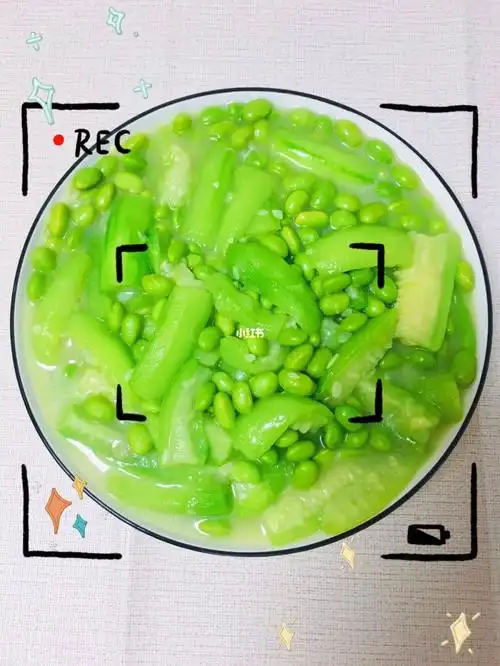 笔记灵感丝瓜炒毛豆,健康家常菜,健身减肥懒人必备食谱,热量低,做è