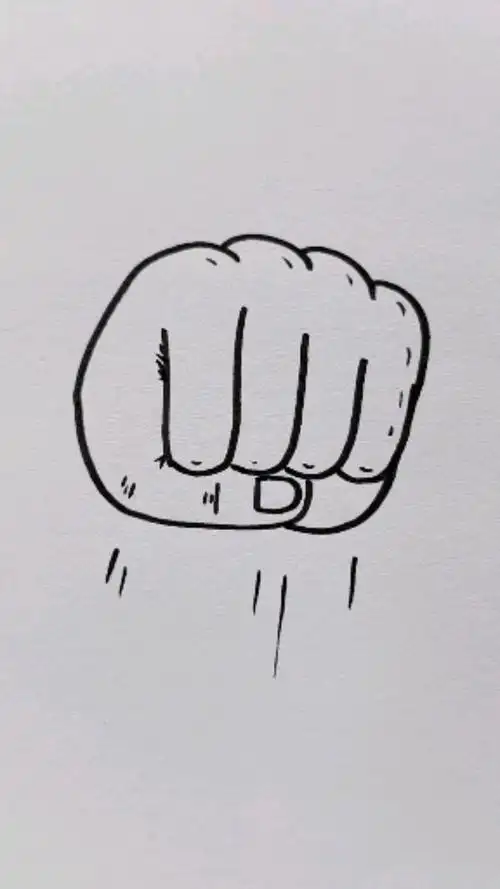 创意简笔画用四个j画拳头超简单哦