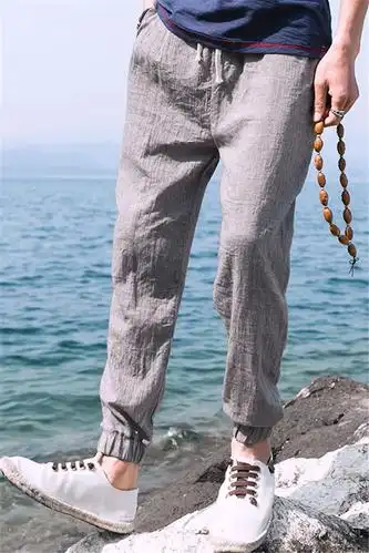 宽松亚麻休闲裤
