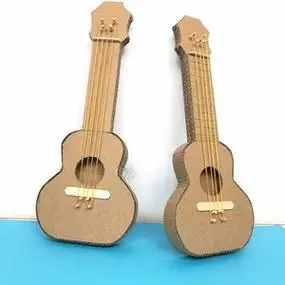 diy废物利用环保纸箱变废为宝手工制作乐器吉他幼儿园自制玩教具