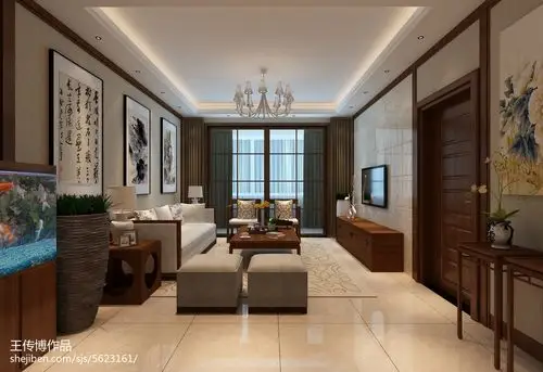 热门面积100平中式三居客厅装修效果图片大全客厅中式现代客厅设计