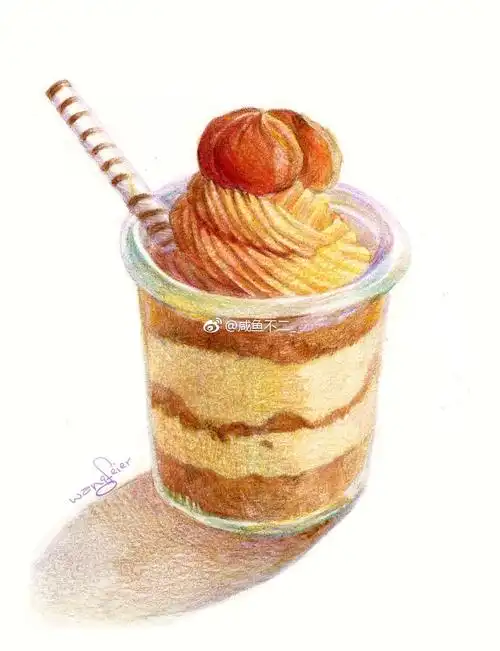 彩铅美食――黄色甜品绘作者:@咸鱼不二