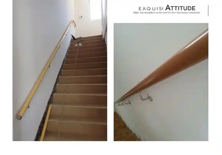 壁挂楼梯扶手 走廊扶手 室内实木楼梯 墙上用pvc实心仿木扶手 6*6固定