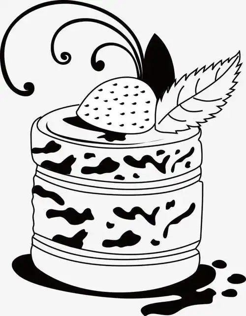 矢量手绘卡通甜品甜点食物圆形蛋糕简笔画eps蛋糕简笔画