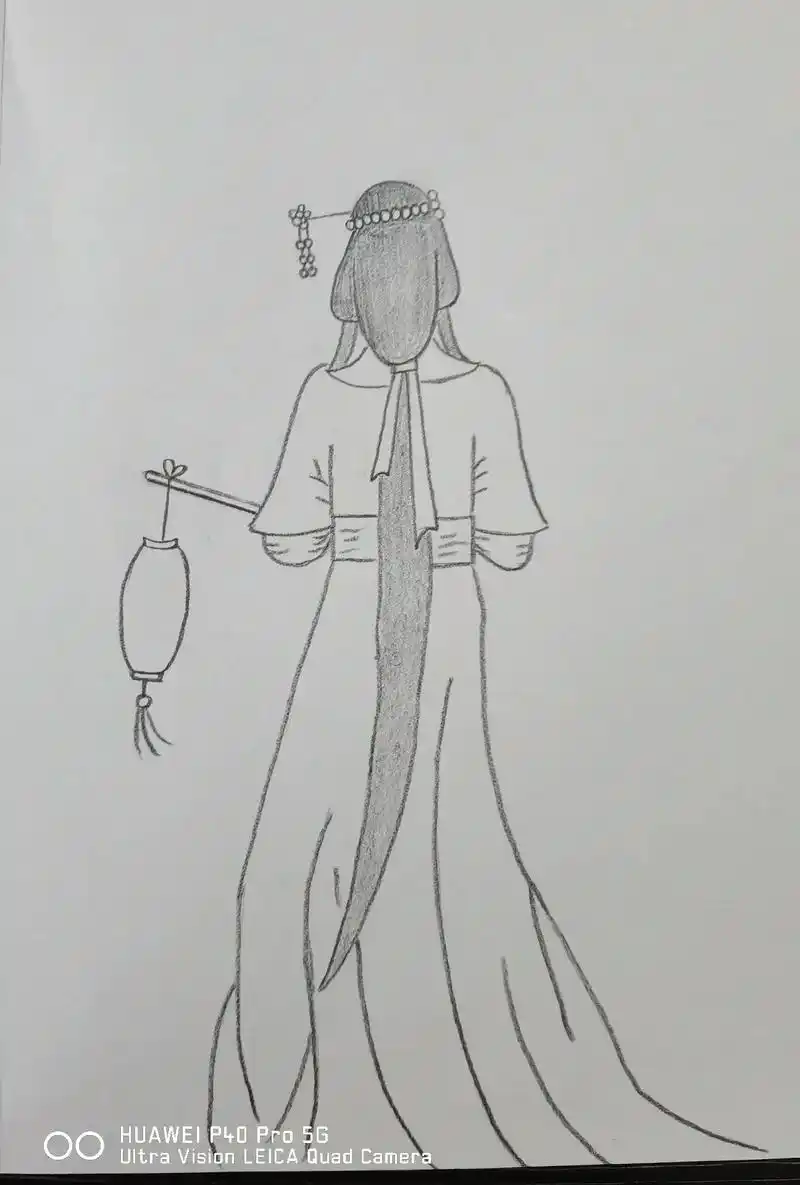 古风人物背影素描画 - 抖音