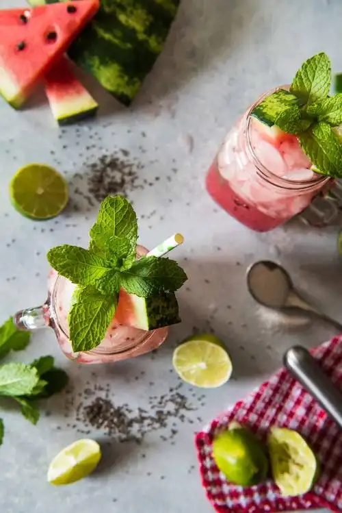 fresh summer watermelon mojito with chia