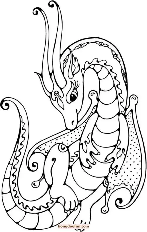 11张中国龙外国龙三头龙喷火龙卡通儿童简笔画