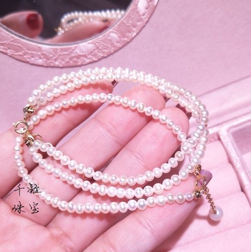 千凝 超级小迷你小珍珠手链 夏季秀气款 天然淡水珍珠手链14k包金