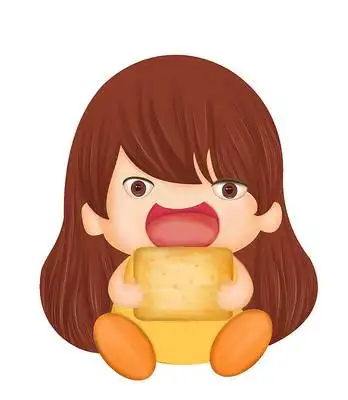 可爱小女孩吃饼干卡通形象设计 psd
