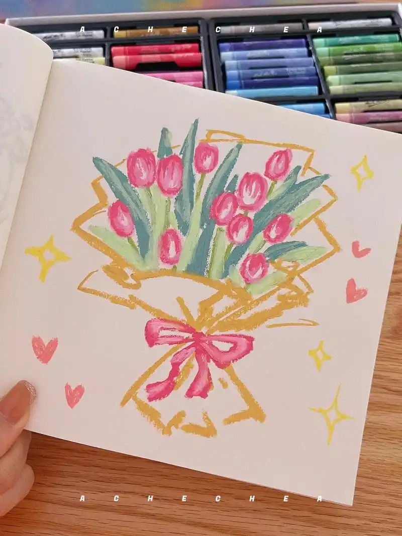 画一束花花给即将到来的五月天 ~ #油画棒 #涂鸦 #艺术在抖音 #简笔画