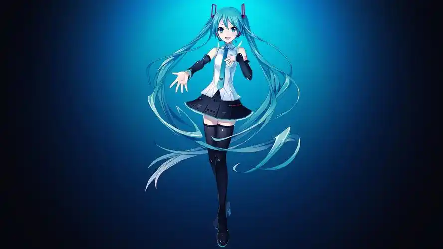 深蓝色背景初音未来4k壁纸