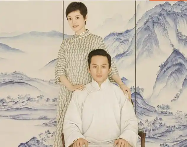 新款影楼情侣写真古装/孙俪邓超长衫大褂旗袍民国风全家福古装