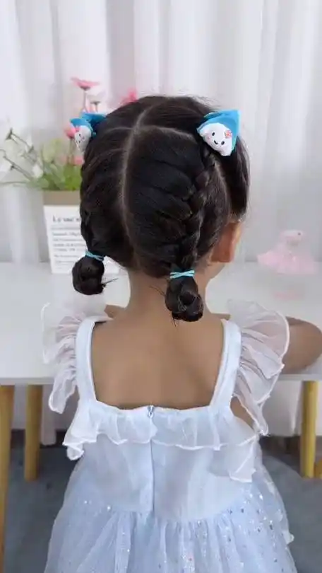 儿童编发 ## 小辫小辫扎起来 幼儿园小朋友上学发型～甜美又可#