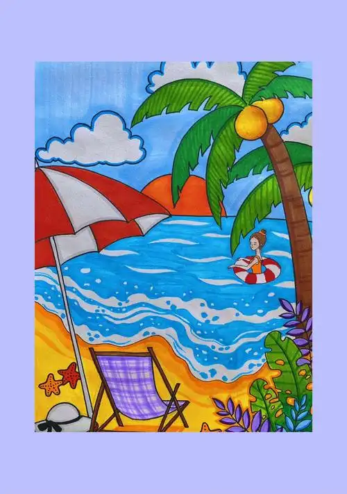 用水彩笔也可以画出海浪,非常简单～#游泳  #儿童游泳  #宝宝游泳