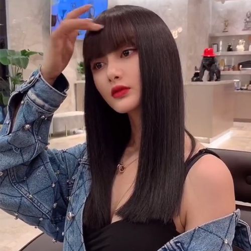 黛秀假发女lisa同款发型新品漫画刘海一刀切网红修脸气质中长直发