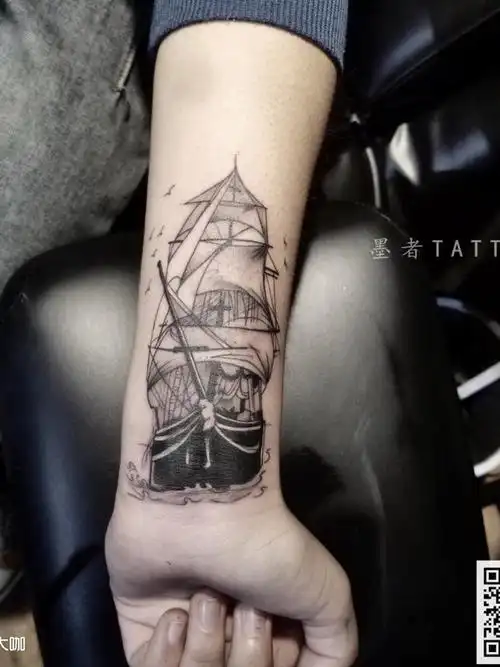 帆船 遮盖 _纹身图案手稿图片_墨 者刺 青的纹身作品集